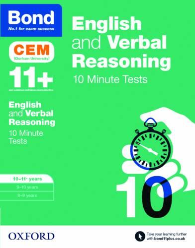Bond 11+: English & Verbal Reasoning CEM 10 Minute Tests: 10-11 years