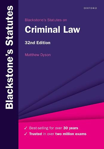 Blackstone's Statutes on Criminal Law (Blackstone's Statute Series)