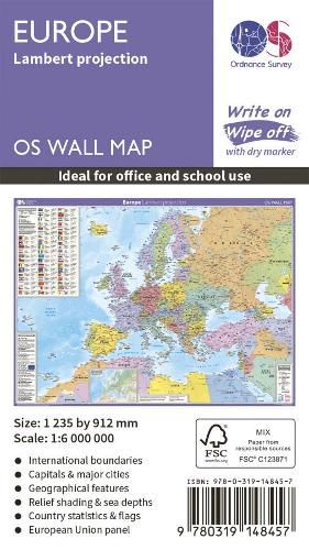Europe: Lambert projection (OS Wall Map)