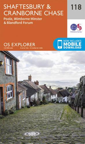 OS Explorer Map (118) Shaftesbury, Cranbourne Chase, Poole, Wimbourne Minster and Blandford