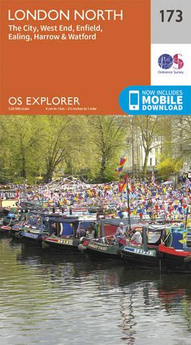 OS Explorer Map (173) London North, The City, West End, Enfield, Ealing, Harrow & Watford