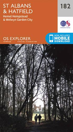 OS Explorer Map (182) St. Albans and Hatfield