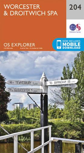 OS Explorer Map (204) Worcester and Droitwich Spa