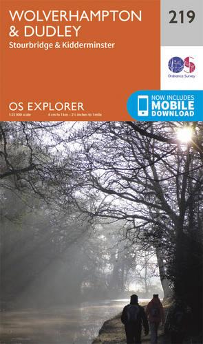 OS Explorer Map (219) Wolverhampton and Dudley, Stourbridge and Kidderminster