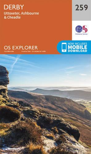 OS Explorer Map (259) Derby, Uttoxeter, Ashbourne and Cheadle