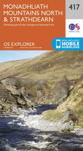 OS Explorer Map (417) Monadhliath Mountains North and Strathdearn