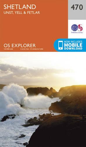 OS Explorer Map (470) Shetland - Unst, Yell and Fetlar