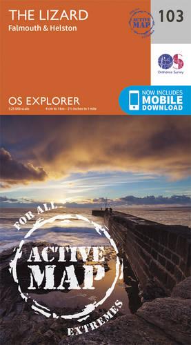 OS Explorer Map Active (103) Lizard, Falmouth and Helston (OS Explorer Active Map)