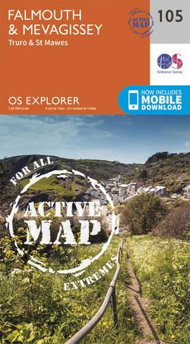 OS Explorer Map Active (105) Falmouth and Mevagissey, Truro and St Mawes (OS Explorer Active Map)