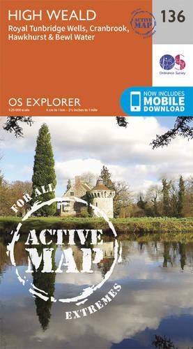 OS Explorer Map Active (136) High Weald, Royal Tunbridge Wells (OS Explorer Active Map)