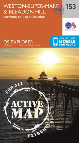 OS Explorer Map Active (153) Weston-Super-Mare and Bleadon Hill (OS Explorer Active Map)