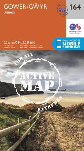 OS Explorer Map Active (164) Gower, Llanelli (OS Explorer Active Map)