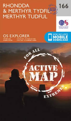 OS Explorer Map Active (166) Rhondda and Merthyr Tydfil (OS Explorer Active Map)