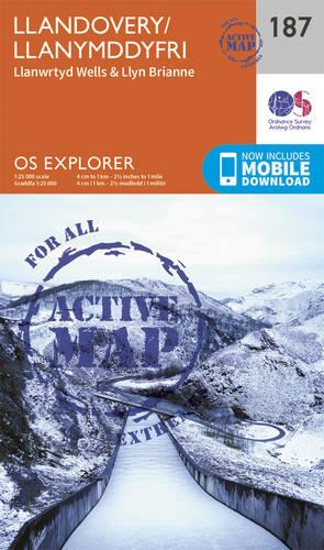 OS Explorer Map Active (187) Llandovery, Llanwrtyd Wells and Llyn Brianne (OS Explorer Active Map)