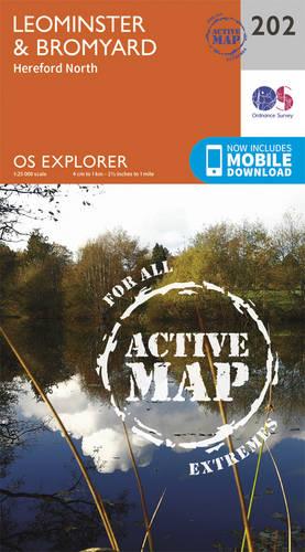 OS Explorer Map Active (202) Leominster and Bromyard (OS Explorer Active Map)