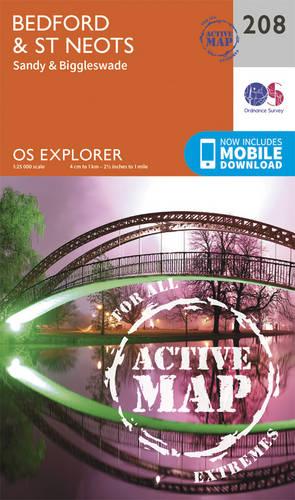 OS Explorer Map Active (208) Bedford and St.Neots, Sandy and Biggleswade (OS Explorer Active Map)