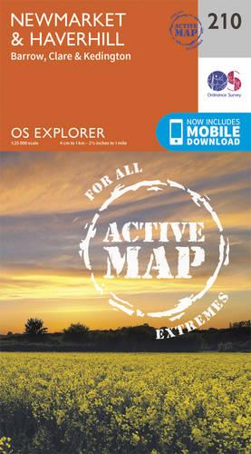 OS Explorer Map Active (210) Newmarket and Haverhill, Barrow, Clare and Kedington (OS Explorer Active Map)
