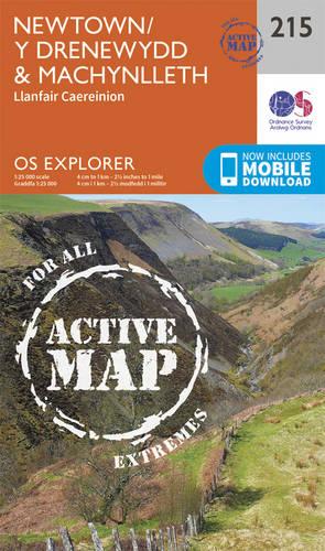 OS Explorer Map Active (215) Newtown, Llanfair Caereinion (OS Explorer Active Map)