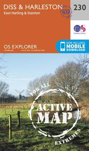 OS Explorer Map Active (230) Diss & Harleston (OS Explorer Active Map)