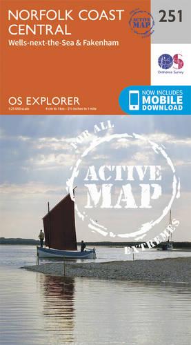 OS Explorer Map Active (251) Norfolk Coast Central (OS Explorer Active Map)