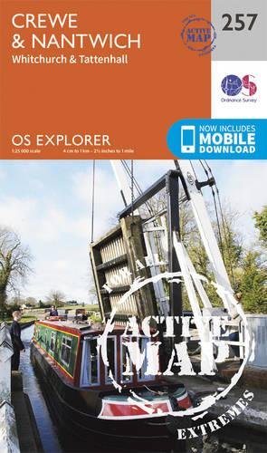 OS Explorer Map Active (257) Crewe and Nantwich, Whitchurch and Tattenhall (OS Explorer Active Map)
