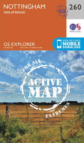 OS Explorer Map Active (260) Nottingham, Vale of Belvoir (OS Explorer Active Map)