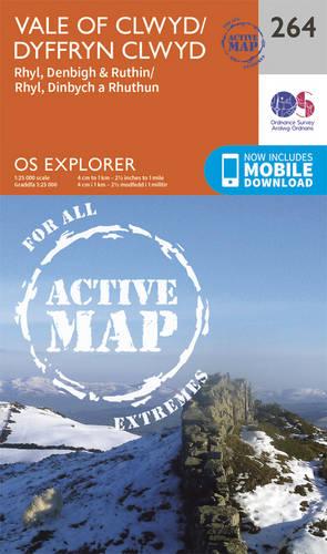 OS Explorer Map Active (264) Vale of Clwyd, Rhyl, Denbigh and Ruthin (OS Explorer Active Map)