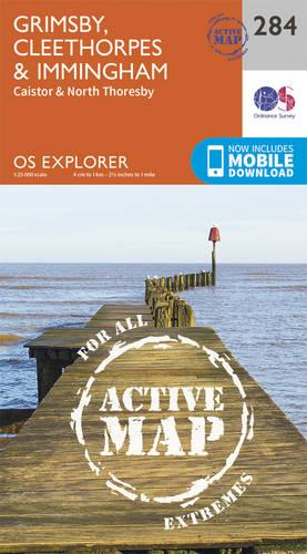 OS Explorer Map Active (284) Grimsby, Cleethorpes and Immingham, Caistor and North Thoresby (OS Explorer Active Map)
