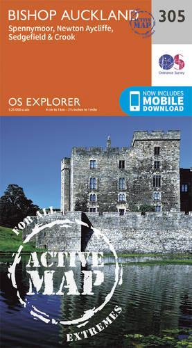 OS Explorer Map Active (305) Bishop Auckland - Spennymoor and Newtown (OS Explorer Active Map)