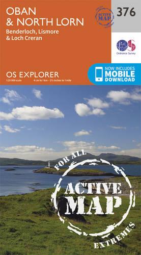 OS Explorer Map Active (376) Oban and North Lorn (OS Explorer Active Map)