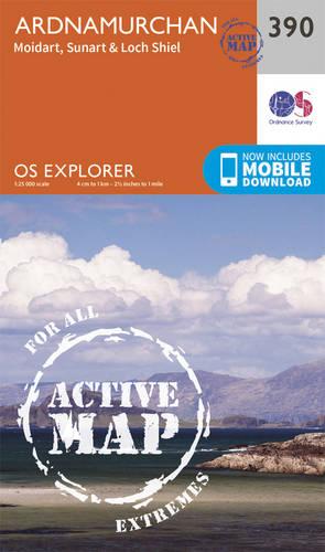 OS Explorer Map Active (390) Ardnamurchan, Moidart, Sunart and Loch Shiel (OS Explorer Active Map)