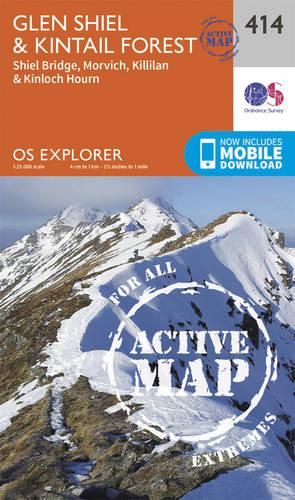 OS Explorer Map Active (414) Glen Shiel and Kintail Forest (OS Explorer Active Map)