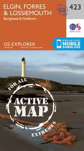 OS Explorer Map Active (423) Elgin, Forres and Lossiemouth (OS Explorer Active Map)