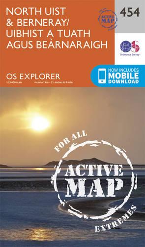 OS Explorer Map Active (454) North Uist and Berneray/Uibhist a Tuath Agus Bearnaraigh (OS Explorer Active Map)
