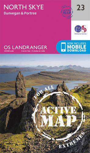 Landranger Active (23) North Skye, Dunvegan & Portree (OS Landranger Active Map)