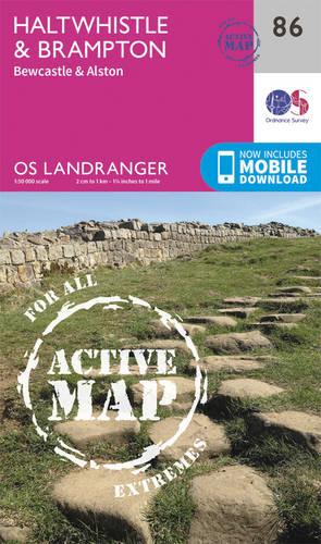 Landranger Active (86) Haltwhistle & Brampton, Bewcastle & Alston (OS Landranger Active Map)