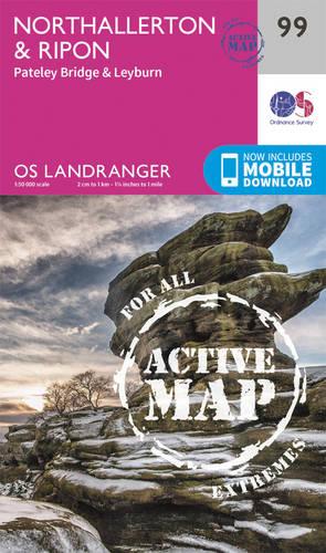 Landranger Active (99) Northallerton & Ripon, Pateley Bridge & Leyburn (OS Landranger Active Map)