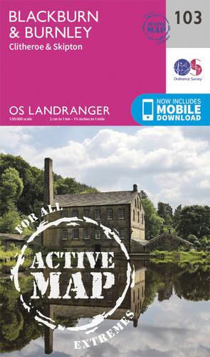 Landranger Active (103) Blackburn & Burnley, Clitheroe & Skipton (OS Landranger Active Map)