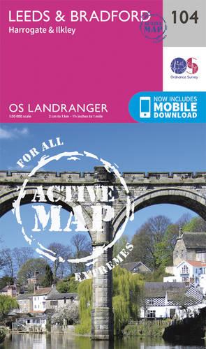Landranger Active (104) Leeds & Bradford, Harrogate & Ilkley (OS Landranger Active Map)
