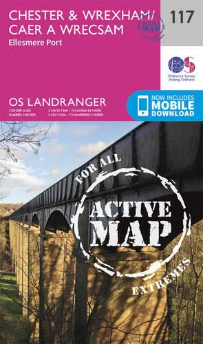 Landranger Active (117) Chester & Wrexham, Ellesmere Port (OS Landranger Active Map)