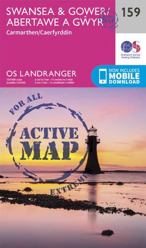 Landranger Active (159) Swansea & Gower, Carmarthen (OS Landranger Active Map)