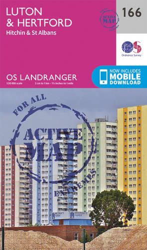 Landranger Active (166) Luton, Hertford, Hitchin & St Albans (OS Landranger Active Map)