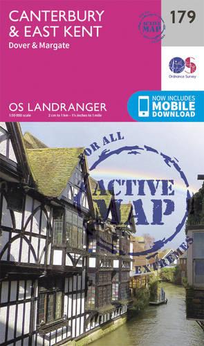Landranger Active (179) Canterbury & East Kent, Dover & Margate (OS Landranger Active Map)