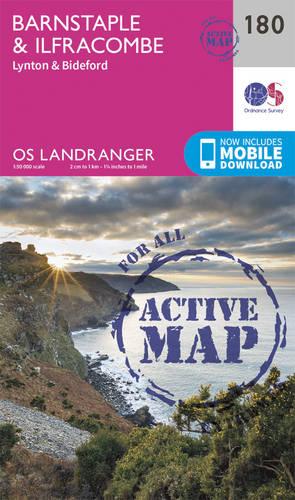 Landranger Active (180) Barnstaple & Ilfracombe, Lynton & Bideford (OS Landranger Active Map)