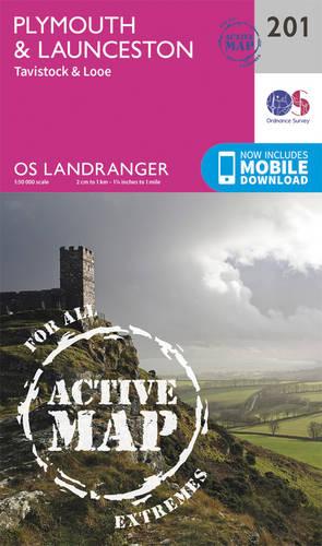 Landranger Active (201) Plymouth & Launceston, Tavistock & Looe (OS Landranger Active Map)