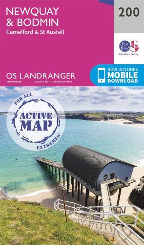 OS Landranger Active Map 200 Newquay, Bodmin, Camelford & St Austell (OS Landranger Active Map)