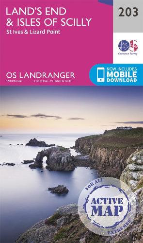 OS Landranger Active Map 203 Land's End & Isles of Scilly, St Ives & Lizard Point (OS Landranger Active Map)