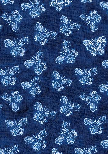 Shibori Indigo Butterflies Paperback Journal: Dotted: Notebook with Pocket: Blank Notebook with Pocket