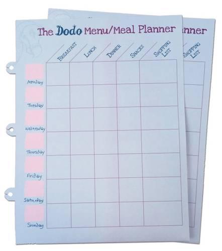 Dodo Pad Weekly Wipe-Clean Menu / Meal Planner: Suitable for Dodo Pad, Acad-Pad Desk Diaries and Dodo Blank Book