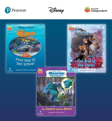 Pearson Bug Club Disney Reception Pack A, including decodable phonics readers for phases 1 to 3; Finding Nemo: First Day at Sea School, Frozen 2: Get ... and Monsters, Inc: The Growl and the Howl